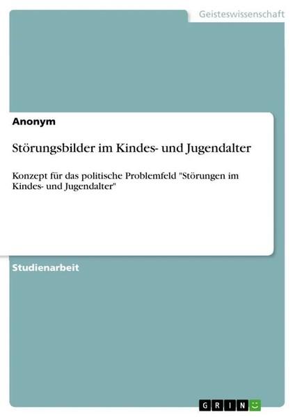 Anonymous | StöRungsbilder Im Kindes- Und Jugendalter | Taschenbuch | Deutsch-image