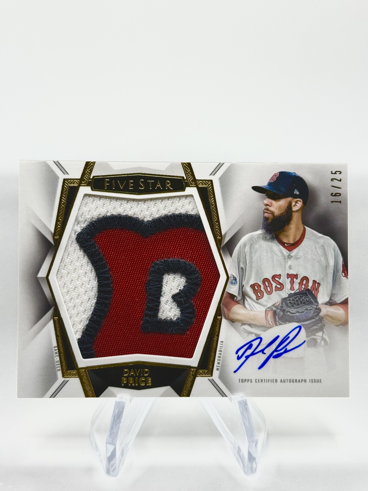 David Price 2019 Topps Five Star - Autographed Jumbo Patches #AJP-DP /25 Red Sox