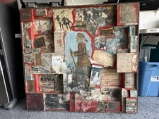 Outsider Art Western Theme, Plywood, Signed, 38 X 40 Daniel Boone, Coonskin Cap