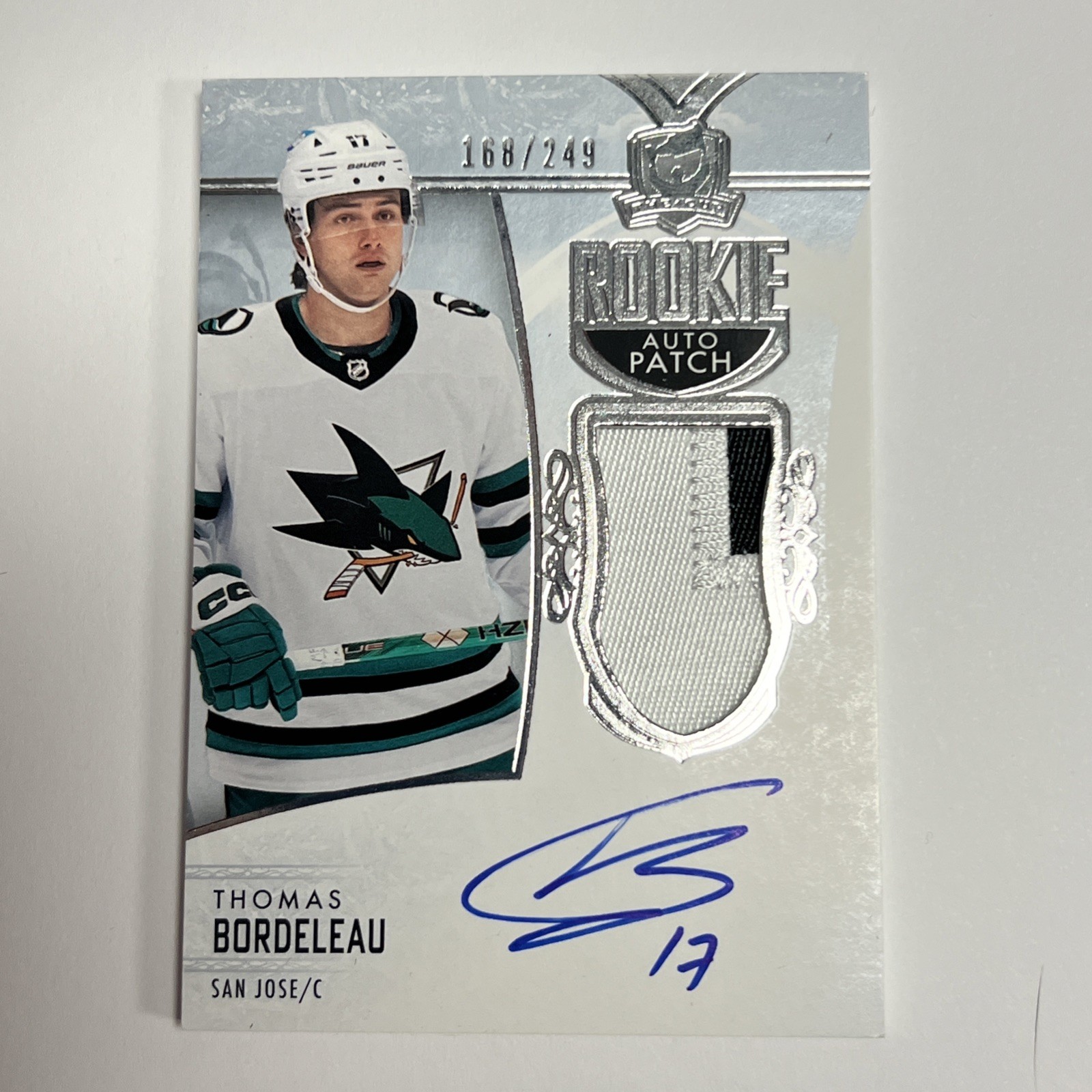 2022-23 Upper Deck The Cup Thomas Bordeleau Rookie Patch Auto /249 Sharks SR