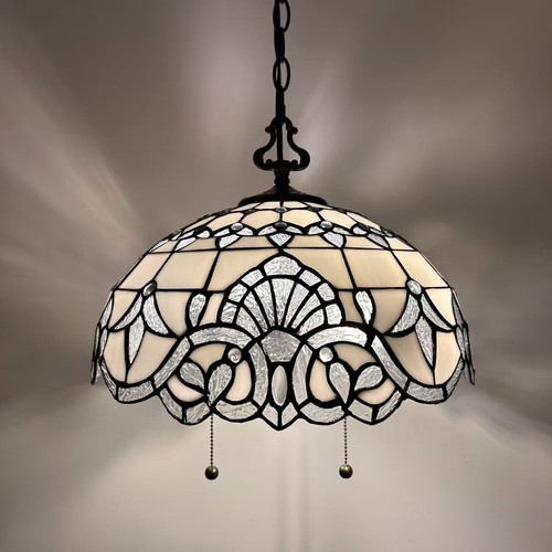 Tiffany Style Hanging Lighting White Stained Glass Baroque Style 75'H*16"W*16"D - Bild 1 von 9