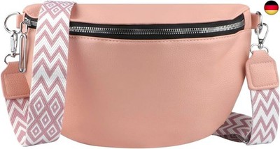 Umhängetasche Damen Leder Bauchtasche Crossbag Damen Halbmond Tasche Breiter Gur