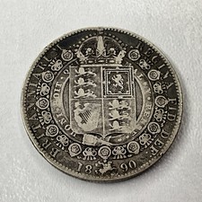 1890 Queen Victoria "Jubilee Head" Half Crown 0.925 SILVER Coin 