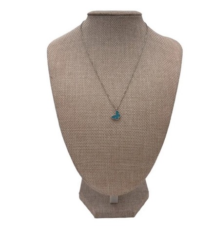Van Cleef & Arpels Sweet Alhambra butterfly pendant 18K white gold and turquoise