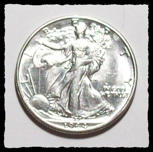 1944-D WALKING LIBERTY HALF DOLLAR White Lustrous Choice BU+  #22D73 .90 SILVER