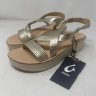 OLUKAI Onohi  Strappy Leather Sandals  Platform Sandals Bubbly/White Sand Sz 6