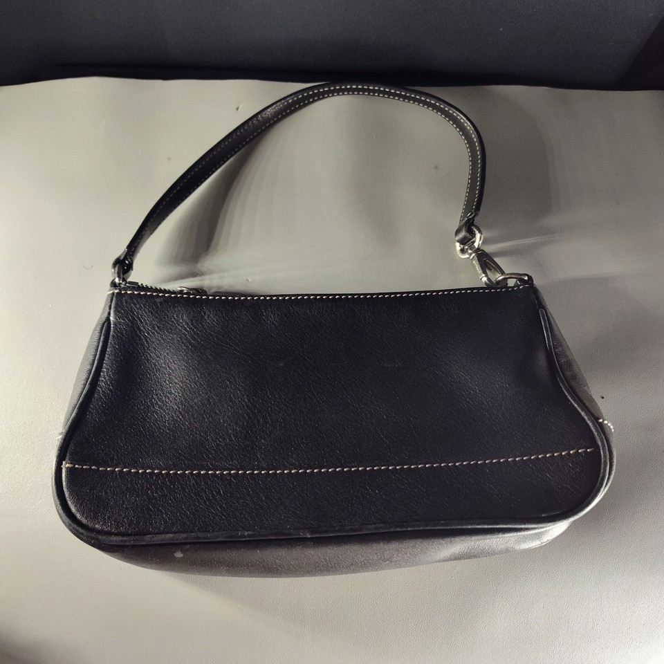 Coach Hamptons Demi Pouch Baguette Mini Bag Black Leather 