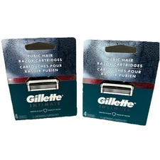 2 Pack Gillette Intimate Pubic Hair Razor Cartridges 8-Razor Blade Refills Total