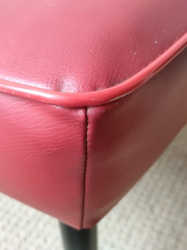 Vintage Mid-Century Red Vinyl Faux Leather Look Foot Stool Ottoman Retro MCM - Picture 3 of 12