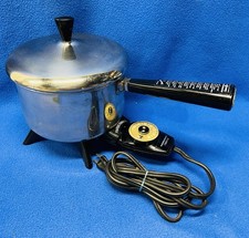 Sartén eléctrica de acero inoxidable Farberware vintage de 3 cuartos con cable ¡probada y funciona!