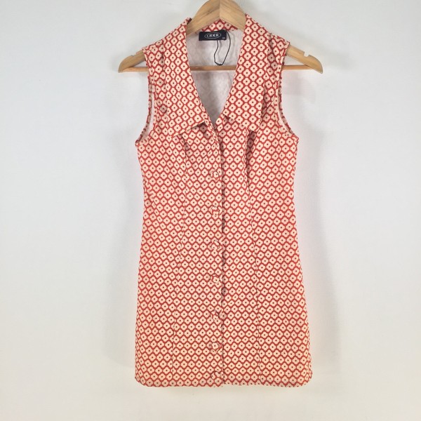 Cider shirt dress womens XS red floral sleeveless collar mini 116789
