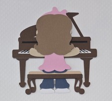 Piano Girl Brown Hair. Scrapbook, Card making Paper Piecing.