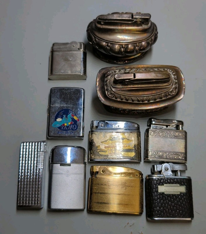 Lot of 10 Vintage Lighters Ronson Colibri Narudan Prince Five Star Eveready