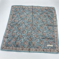 Christian Dior Blue Green Silk Scarf Handkerchief Paisley Pocket Square 19  48cm