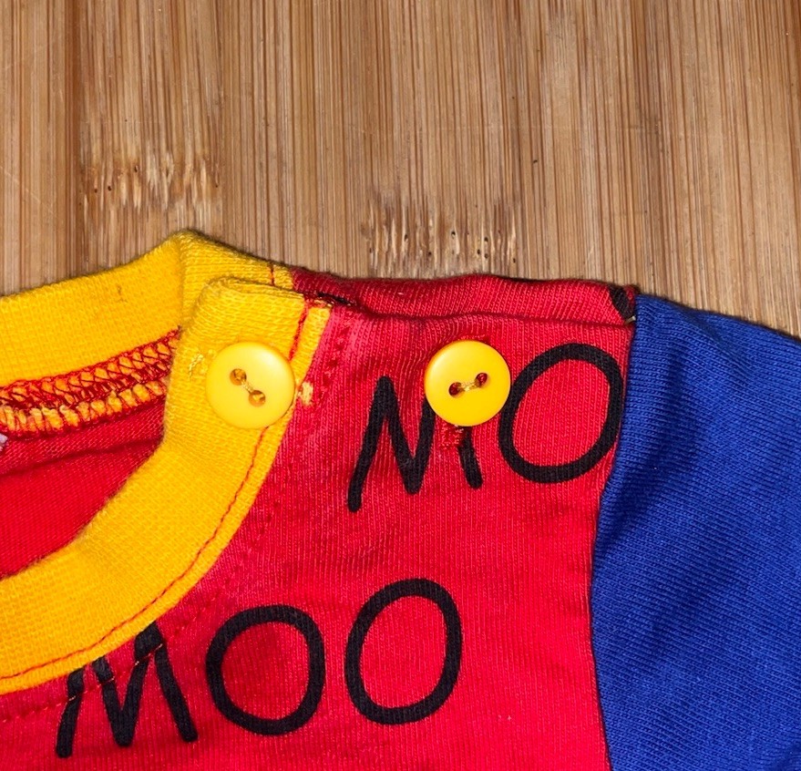 Vintage Baby Basics City Kids 3-6 Months Short Sleeve Romper Moo Cow Primary 80s View 4