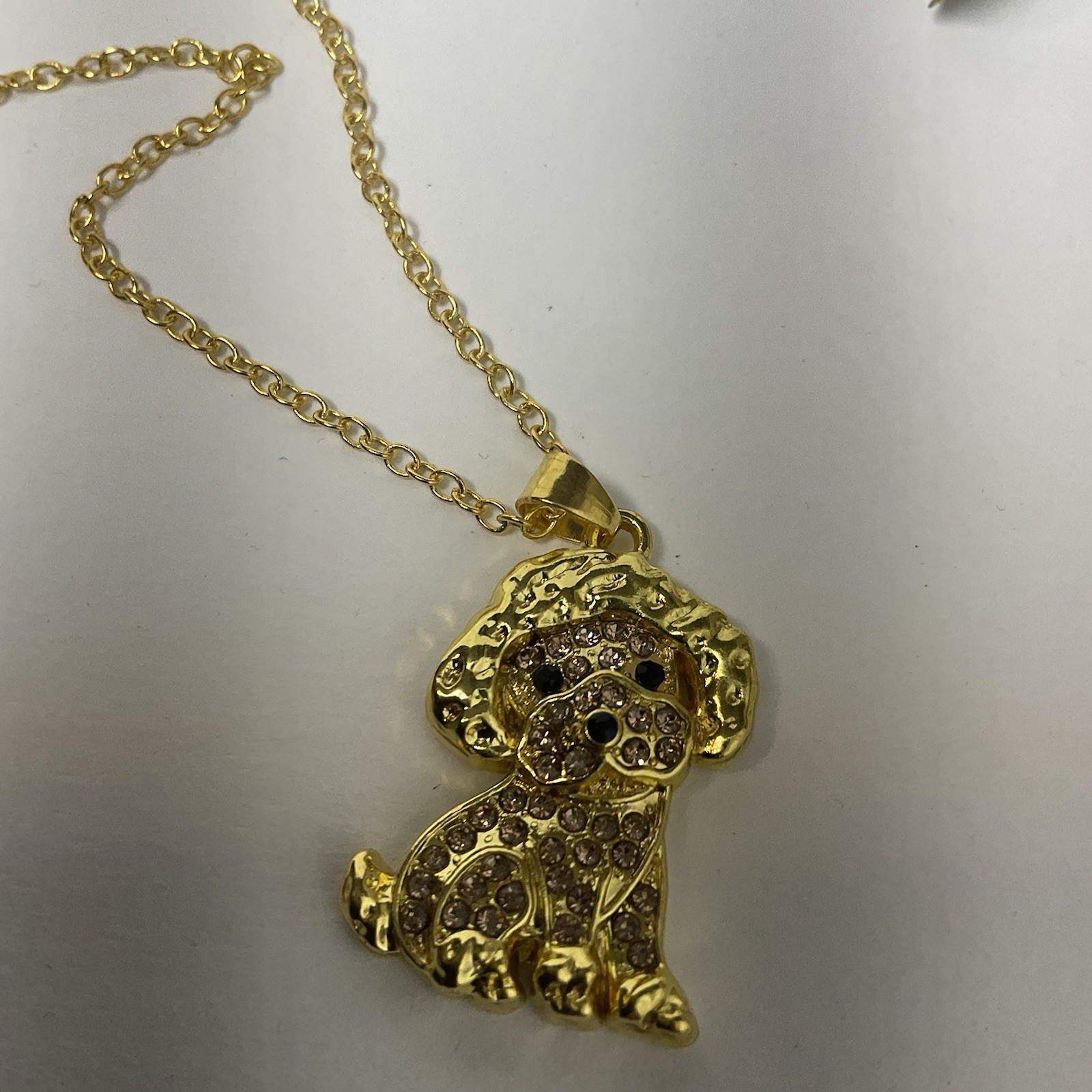 Collana lunga 19" tono oro con ciondolo barboncino animale domestico cucciolo gioielli accessori regalo foto 5