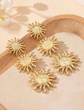 Sun Sunburst Pendant Summer Holiday Earrings Drop Dangle Style