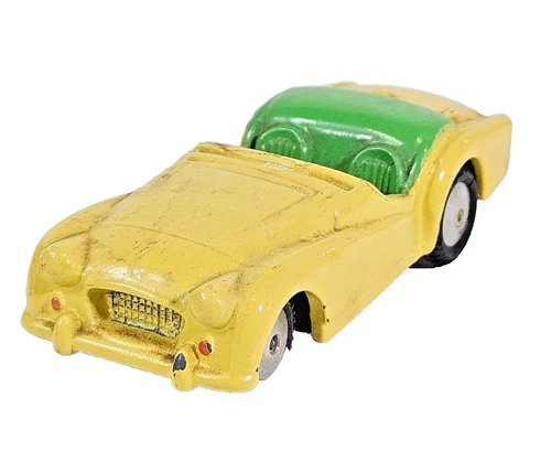 Vintage Dinky Toys 105 Triumph TR2 Sports Car Yellow/Green Diecast Model Unboxed