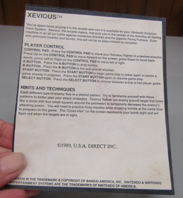 Nintendo Nes - Xevious The Avenger - Game and Box - Tested Working