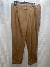 Express Faux Leather Pants Women  s 14R Brown Straight Leg