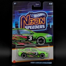 2025 Hot Wheels Neon Speeders 3:8 2008 Lancer Evolution JCB02 1:64 Die-cast new
