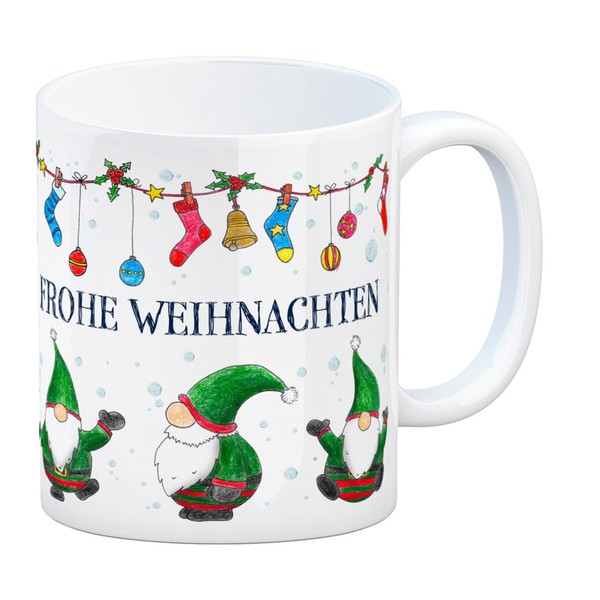 Kaffeebecher Mit Wichtel Motiv Und Spruch: Frohe Weihnachten Kaffeetasse Tasse-image