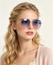 Gucci GG0882SA Gold Square Sunglasses 60-16-145 Blue Pink Gradient Lens