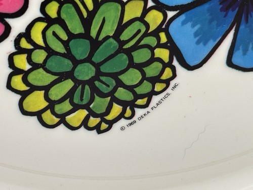 Vintage 1969 DEKA PLASTICS 12.5” TOT’EM Tray Pop Art Flower Power #140 USA - Picture 5 of 7