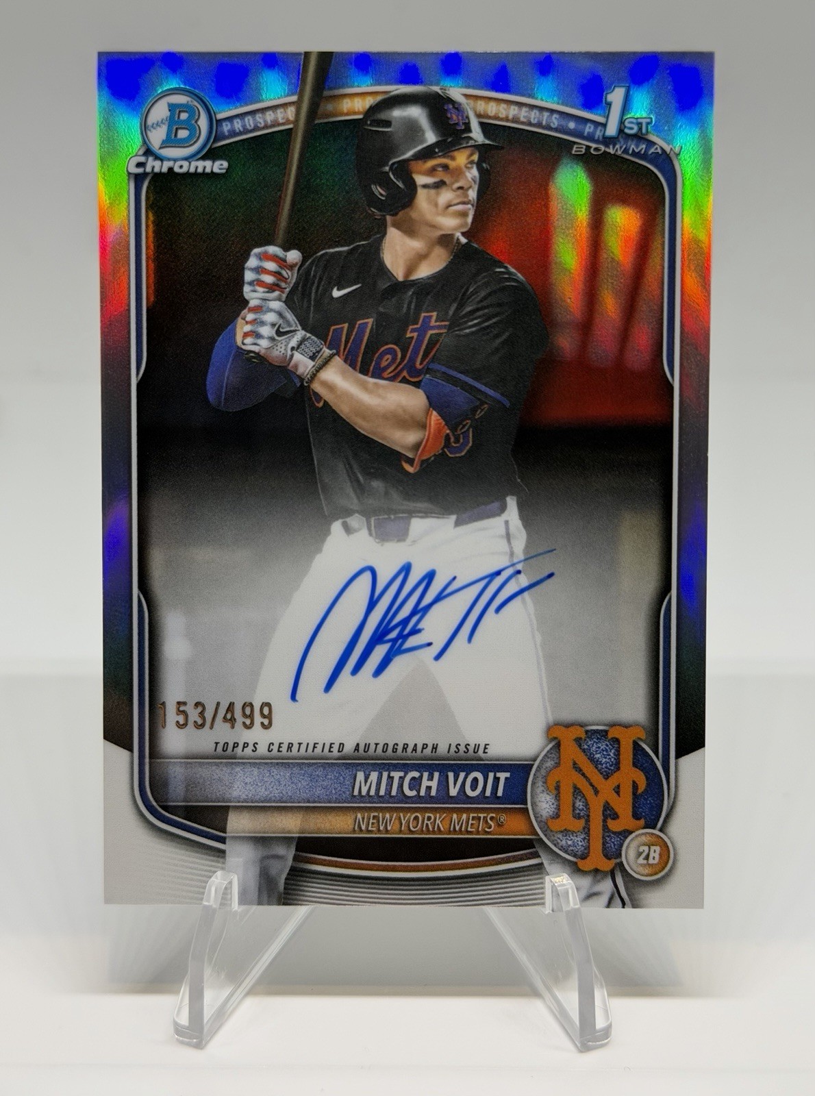 2025 Bowman Draft Mitch Voit Refractor Auto /499 Chrome 1st Mets CPA-MV