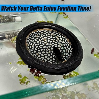 4'' Aquarium Floating Betta Hiding Cave, Shrimp Feeder, Fish Feeding Ring - Black
