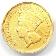 1854 Three Dollar Indian Gold Coin $3 - Certified ANACS VF25 Details - Rare Type