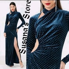 NWT BCBG MAXAZRIA SIZE 8 ANGELICA VELVET RHINESTONE CUTOUT MAXI GOWN DRESS