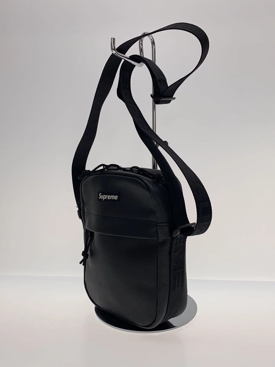 Supreme 23Aw/Sac à bandoulière en cuir/cuir/noir