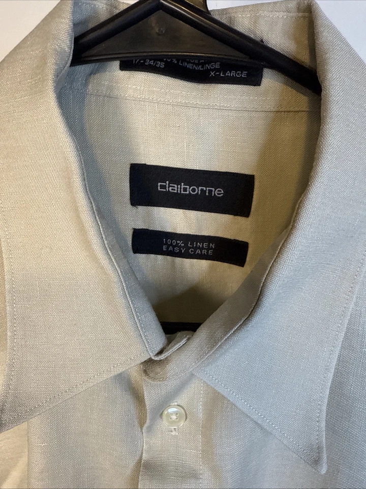 Claiborne светло-коричневый 100% льняной платье рубашка sz 17 34/35 XL - Изображение 2 из 4