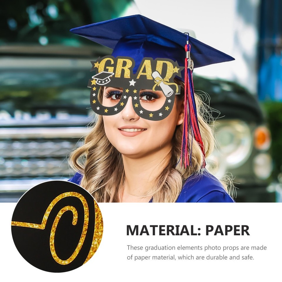 Color Grad Portrait Reusable Graduation Paper Glasses Party Photo Booth Props Multi Color ...