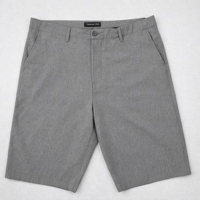 American Tall Men s Gray Shorts 38XT Extra Tall Performance Flat Front Dad Chino