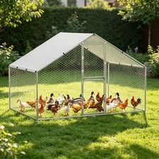 20/13/6.5 ft Metal Chicken Coop, Walk-in Poultry Cage Chicken Run Hen House Farm