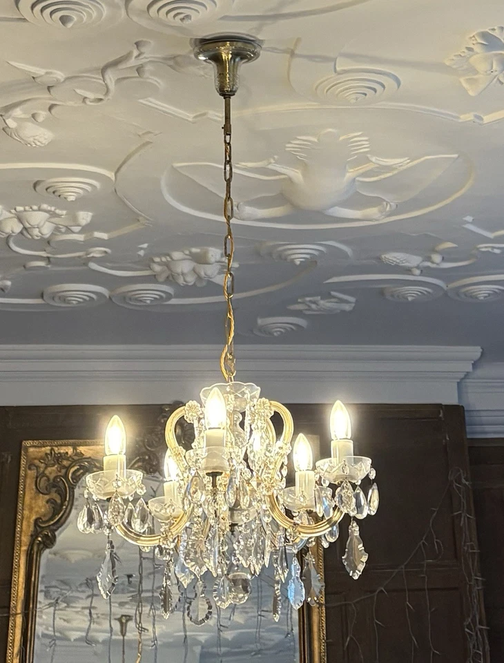 Glass Chandelier Ceiling Light Droplet Style Pendant - Image 2 of 3