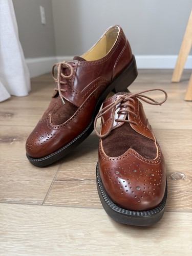 Vintage Joan & David Wing Tip Oxford Lace Up Leather And Suede Women’s Sz 39 VTG