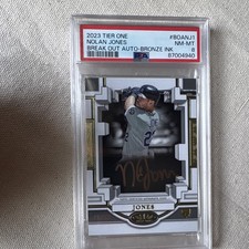 Topps 2023 Tier One Nolan Jones Breakout Bronze Ink /25 Rookie Auto Rockies.PSA8