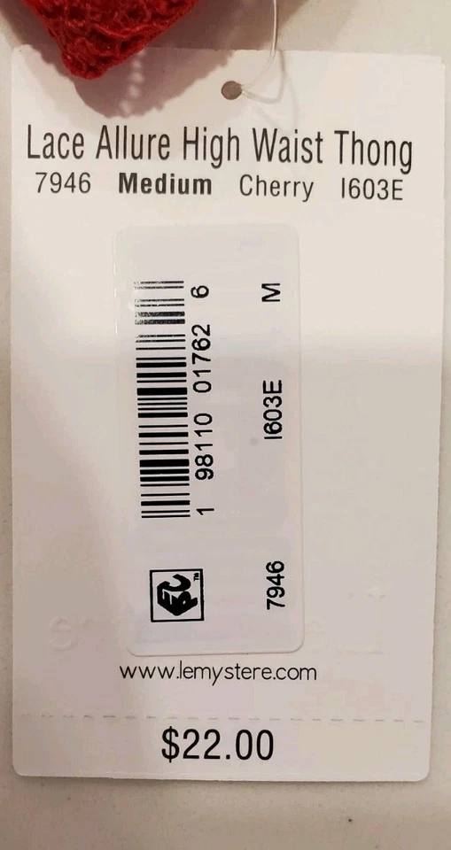Tanga Le Mystere Lace Allure cintura alta mediana 2 piezas lápiz labial + cereza Foto 4 de 4