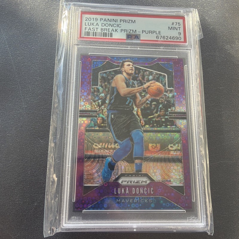 2019 Panini Prizm Luka Doncic PSA 9 Fast Break Prizm Purple 25/75