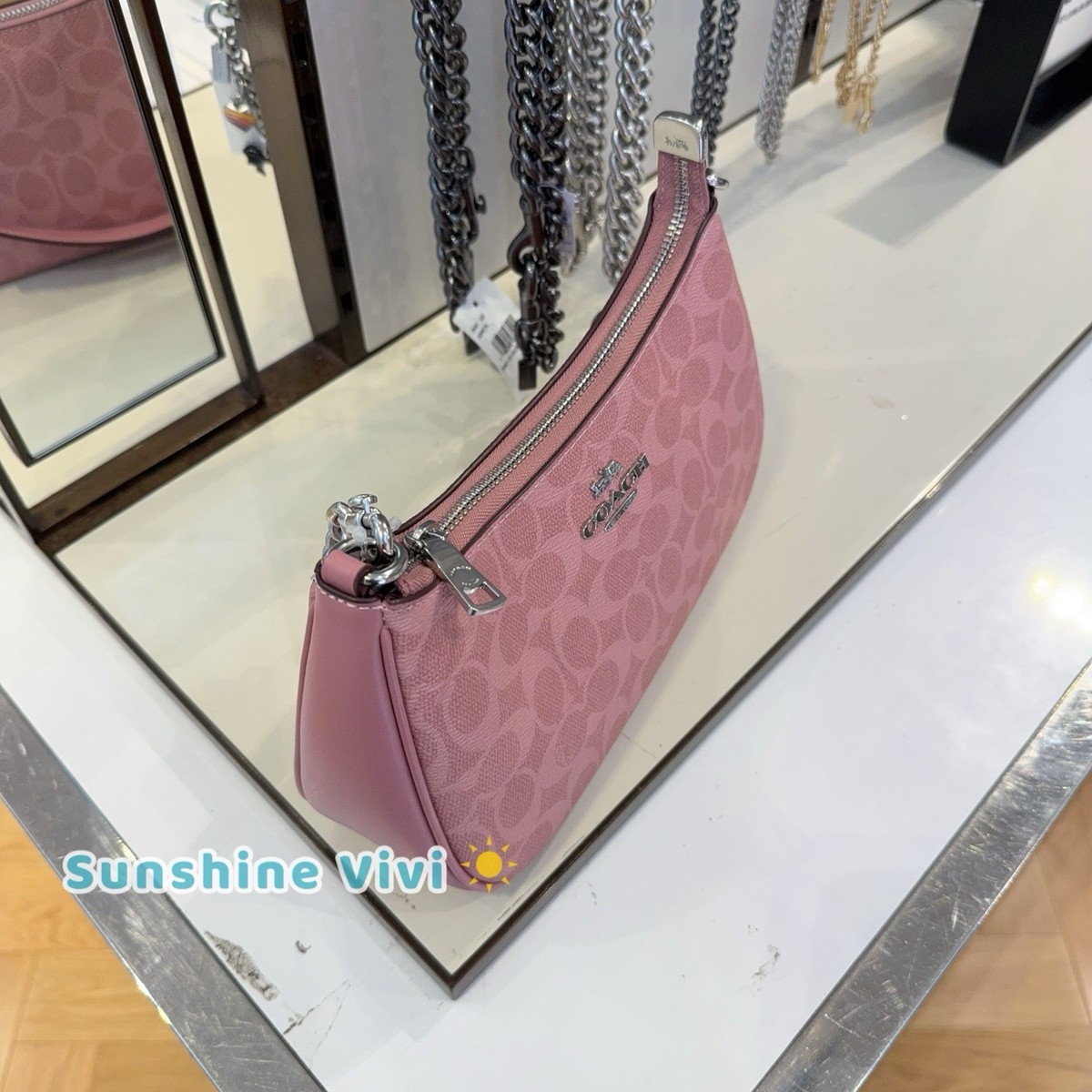 NWT COACH Teri Shoulder Bag Signature Canvas CV933 Dusty Pink | eBay