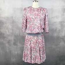 VTG 80s The Jones Girl Womens Dress 14 Pink Paisley Cottage Coquette Granny Chic