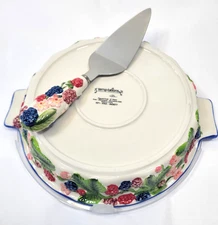 Temptations by Tara Old World 9" Baking Pie Dish w/ Pie Server & Lid