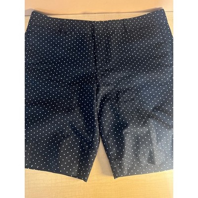 Liz Claiborne Emma Black Polka Dot Shorts Womens 14 Cotton Stretch Mid Length