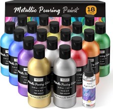 Nicpro 18 Colors 8.45oz Large Volume Metallic Acrylic Pour Paint Kit |