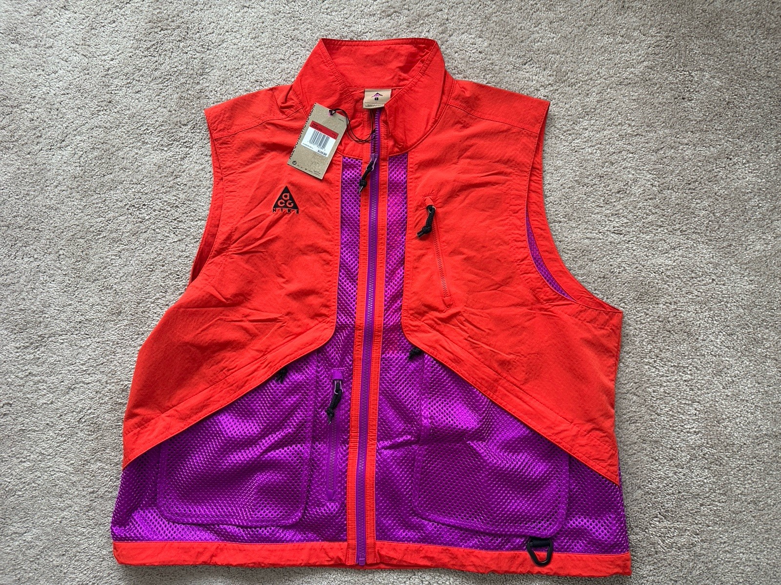 New Nike ACG Vest Gilet BQ3619-634 Habanero Red/Purple - Men's Size Large thumbnail 5