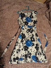 iHot Women’s L Floral Fit & Flare Dress, Sleeveless, Tie Waist, Zip, Knee