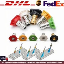 1/4" 5pcs Pressure Washer Spray Tips Nozzles High Power Kit Quick Connect Set US